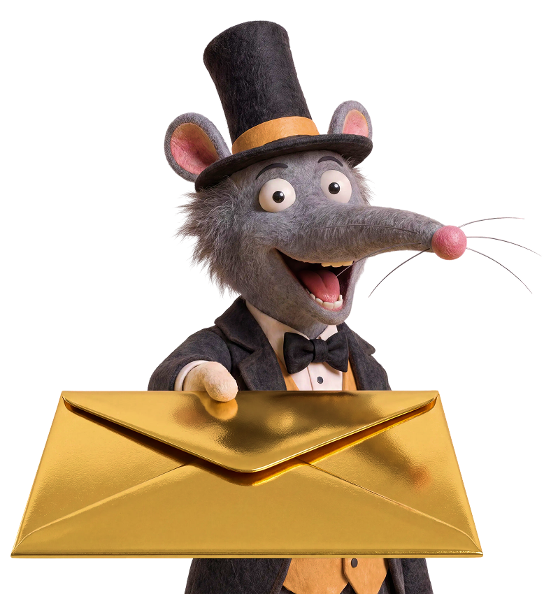 Posh Rat with your golden envelope