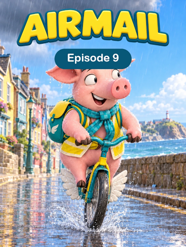 Airmail Episode 9 Pig In A Blanket Animated Cover. Solly the pig is shaking with snot running out of his nose.