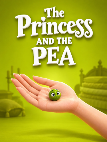 Animated The Princess and the pea bedtime story children's book cover